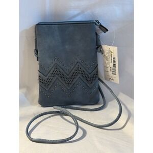Alfa Bags Vegan Leather Small Crossbody Cell Phone Purse Denim Blue NWT